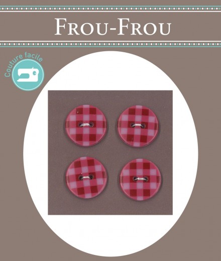 BLISTER 4 BOTONES VICHY 18MM ROJO (min. 3 u.)